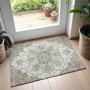 Indoor/Outdoor Silk Road Ivory 1\'8\" x 2\'6\" Rug
