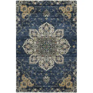 Indoor/Outdoor Silk Road Navy 5\' x 7\'6\" Rug