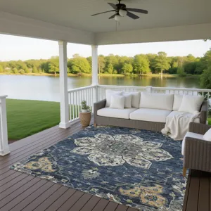 Indoor/Outdoor Silk Road Navy 5\' x 7\'6\" Rug
