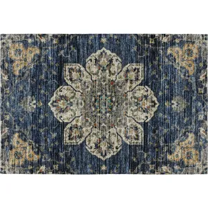Indoor/Outdoor Silk Road Navy 1\'8\" x 2\'6\" Rug