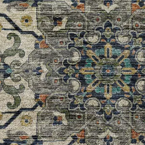 Indoor/Outdoor Silk Road Navy 1\'8\" x 2\'6\" Rug