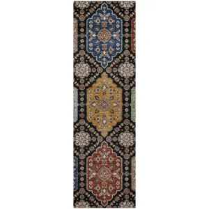 Indoor/Outdoor Silk Road Black 2\'3\" x 7\'6\" Runner Rug