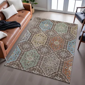 Indoor/Outdoor Silk Road Chocolate 3\' x 5\' Rug