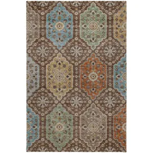 Indoor/Outdoor Silk Road Chocolate 3\' x 5\' Rug