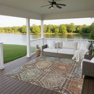 Indoor/Outdoor Silk Road Chocolate 3\' x 5\' Rug