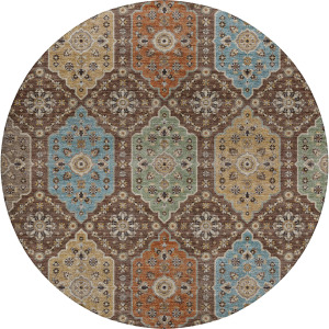 Indoor/Outdoor Silk Road Chocolate 8' x 8' Round Rug