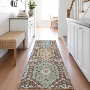 Indoor/Outdoor Silk Road Chocolate 2\'3\" x 7\'6\" Runner Rug