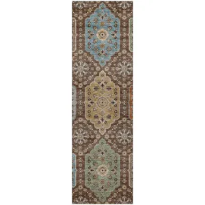 Indoor/Outdoor Silk Road Chocolate 2\'3\" x 7\'6\" Runner Rug