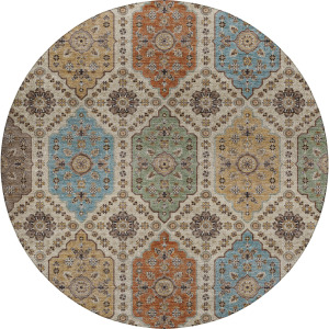 Indoor/Outdoor Silk Road Linen 8' x 8' Round Rug