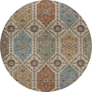 Indoor/Outdoor Silk Road Linen 8\' x 8\' Round Rug