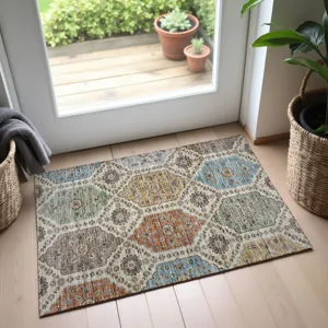 Indoor/Outdoor Silk Road Linen 1\'8\" x 2\'6\" Rug