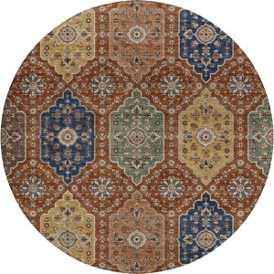 Indoor/Outdoor Silk Road Paprika 8' x 8' Round Rug