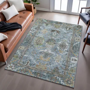 Indoor/Outdoor Silk Road Aqua 9\' x 12\' Rug