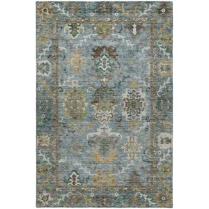 Indoor/Outdoor Silk Road Aqua 9\' x 12\' Rug