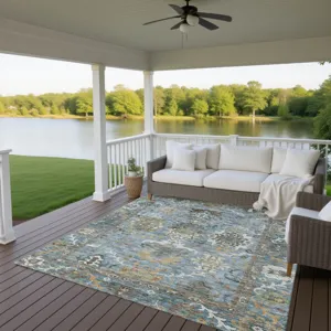 Indoor/Outdoor Silk Road Aqua 9\' x 12\' Rug