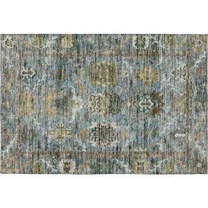 Indoor/Outdoor Silk Road Aqua 1\'8\" x 2\'6\" Rug