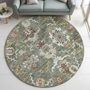 Indoor/Outdoor Silk Road Basil 8\' x 8\' Round Rug