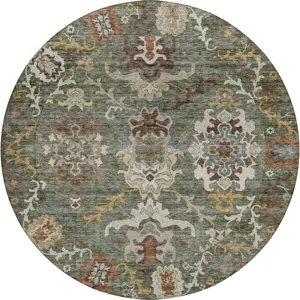 Indoor/Outdoor Silk Road Basil 8\' x 8\' Round Rug