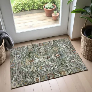 Indoor/Outdoor Silk Road Basil 1\'8\" x 2\'6\" Rug