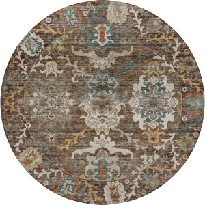 Indoor/Outdoor Silk Road Chocolate 8' x 8' Round Rug