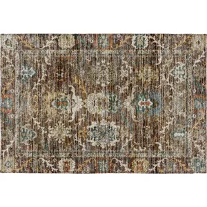 Indoor/Outdoor Silk Road Chocolate 1\'8\" x 2\'6\" Rug