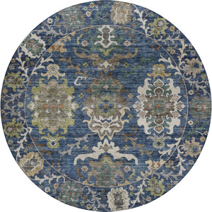 Indoor/Outdoor Silk Road Navy 8' x 8' Round Rug