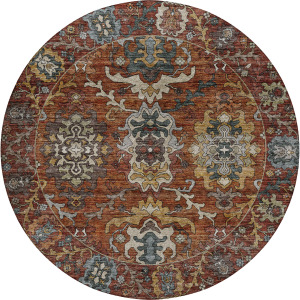 Indoor/Outdoor Silk Road Paprika 8' x 8' Round Rug