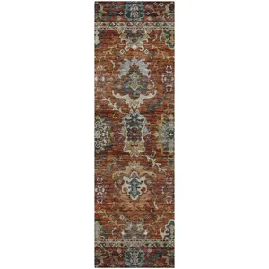 Indoor/Outdoor Silk Road Paprika 2\'3\" x 7\'6\" Runner Rug
