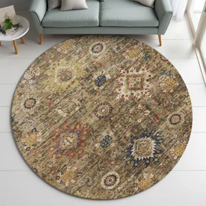 Indoor/Outdoor Silk Road Clove 8\' x 8\' Round Rug