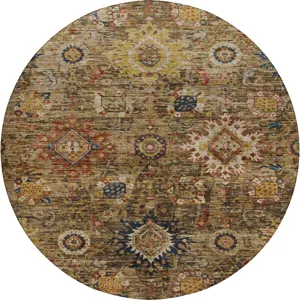 Indoor/Outdoor Silk Road Clove 8\' x 8\' Round Rug