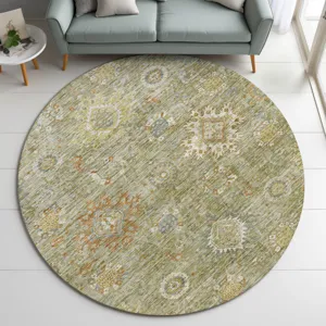 Indoor/Outdoor Silk Road Sage 8\' x 8\' Round Rug