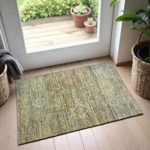 Indoor/Outdoor Silk Road Sage 1\'8\" x 2\'6\" Rug