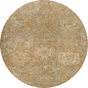 Luxury Washable Indoor/Outdoor Tabrook Khaki 8' x 8' Round Rug