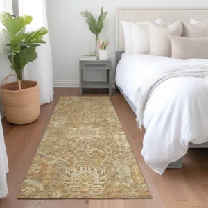 Luxury Washable Indoor/Outdoor Tabrook Khaki 2\'3\" x 7\'6\" Runner Rug