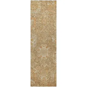 Luxury Washable Indoor/Outdoor Tabrook Khaki 2\'3\" x 7\'6\" Runner Rug