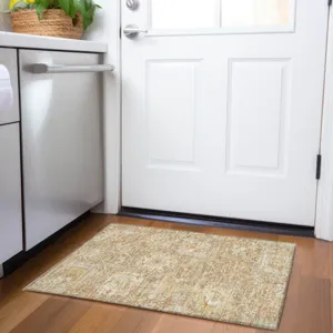 Luxury Washable Indoor/Outdoor Tabrook Khaki 1\'8\" x 2\'6\" Rug