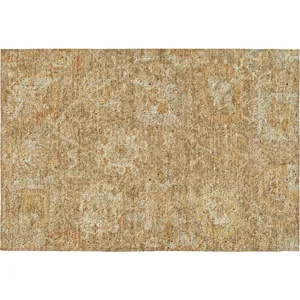 Luxury Washable Indoor/Outdoor Tabrook Khaki 1\'8\" x 2\'6\" Rug