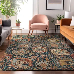 Luxury Washable Indoor/Outdoor Tabrook Navy 3\' x 5\' Rug