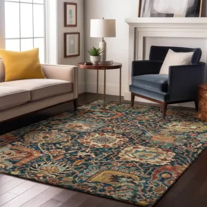 Luxury Washable Indoor/Outdoor Tabrook Navy 3\' x 5\' Rug