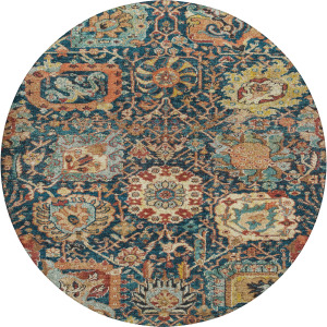 Luxury Washable Indoor/Outdoor Tabrook Navy 8' x 8' Round Rug