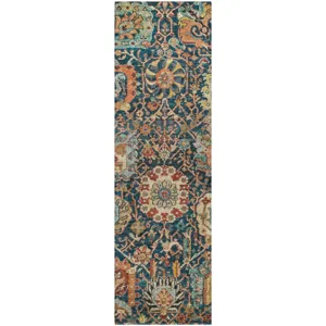 Luxury Washable Indoor/Outdoor Tabrook Navy 2\'3\" x 7\'6\" Runner Rug