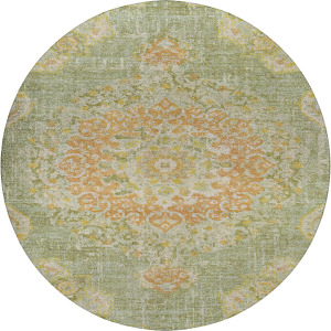 Luxury Washable Indoor/Outdoor Tabrook Aloe 8' x 8' Round Rug