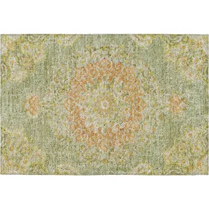 Luxury Washable Indoor/Outdoor Tabrook Aloe 1\'8\" x 2\'6\" Rug