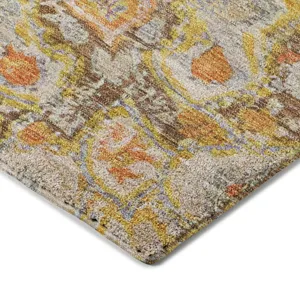 Luxury Washable Indoor/Outdoor Tabrook Brown 1\'8\" x 2\'6\" Rug