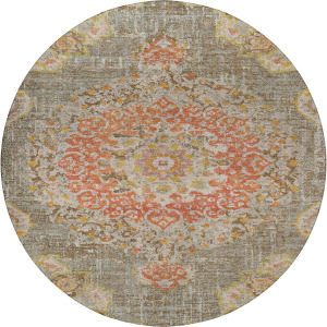 Luxury Washable Indoor/Outdoor Tabrook Brown 8' x 8' Round Rug