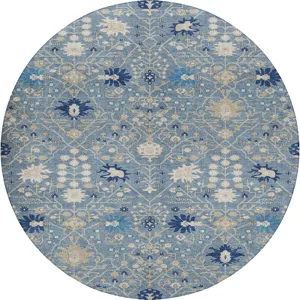 Luxury Washable Indoor/Outdoor Tabrook Denim 8\' x 8\' Round Rug