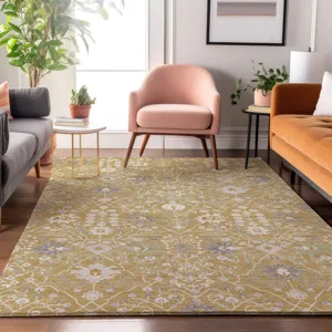 Luxury Washable Indoor/Outdoor Tabrook Gold 10\' x 14\' Rug