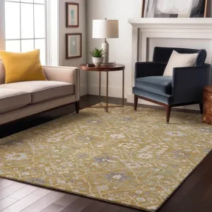 Luxury Washable Indoor/Outdoor Tabrook Gold 10\' x 14\' Rug