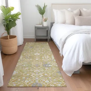 Luxury Washable Indoor/Outdoor Tabrook Gold 2\'3\" x 7\'6\" Runner Rug
