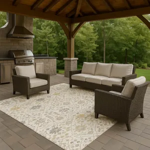 Luxury Washable Indoor/Outdoor Tabrook Ivory 5\' x 7\'6\" Rug